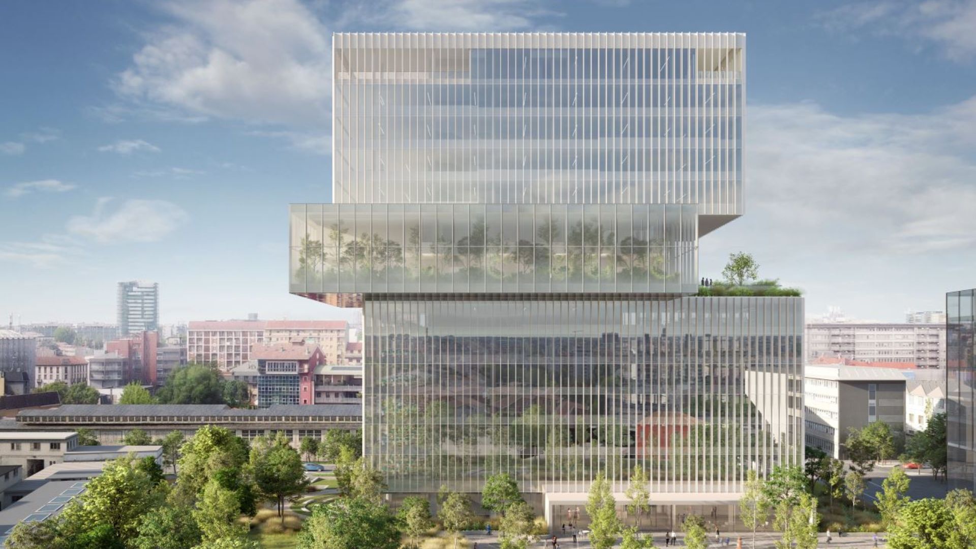 With its captivating design of Snam’s new headquarters in the Symbiosis district of Milan, Italian architectural studio Piuarch paints a picture of how people will be working in the future. Wellbeing, collaboration, sustainability and an uninterrupted dialogue with nature are the central motifs.